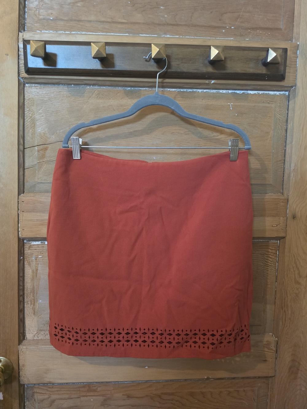 Banana Republic Red Laser-Cut Hem Skirt